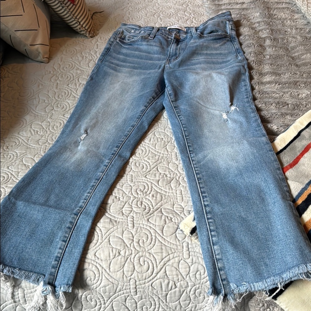 Flying Monkey Blue Straight Leg Denim with Raw Hem